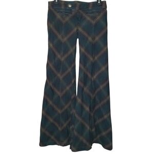 Rare Vintage Y2K Free People Low Rise Plaid Flare Bell Bottom Pants